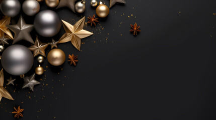 Luxurious Christmas balls on glowing bokeh background, Christmas and New Year minimalistic background