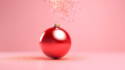 Luxurious Christmas balls on glowing bokeh background, Christmas and New Year minimalistic background