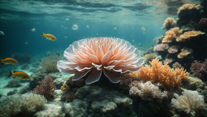 Whimsical underwater worlds with marine life.