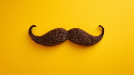 Obraz premium beautiful black mustache mustache on yellow background in high resolution and quality. classic mustache concept