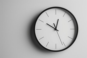 Minimalist Clock Face Is Presented Against Plain Background. Сoncept Minimalist Design, Time Management, Simple Elegance