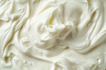 Topdown Perspective Of Smooth, Creamy Vanilla Yogurt With White Hue