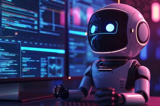 Ai Chatbot On Computer Screen Is Ready For Interaction. Сoncept Ai Chatbot, Computer Interaction, Virtual Assistant, Conversational Ai, Human-Machine Interaction