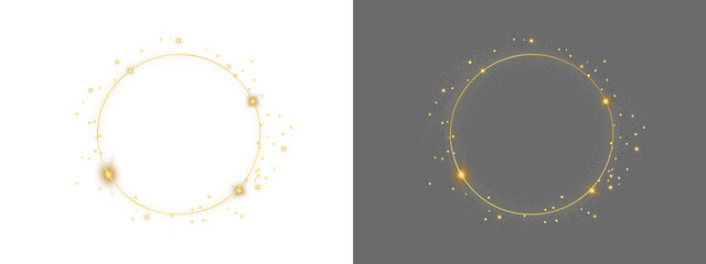 Golden ring circle, Ring with gold and glitter, Shiny round circle frame, Light luxury rings, Maternity ring png, Magic shine fairy ring, - obrazy, fototapety, plakaty