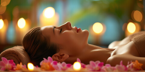 Spa therapy concept background with blur background