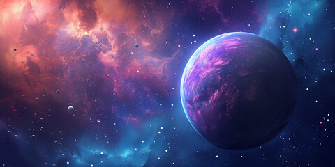 Space background with colorful planets