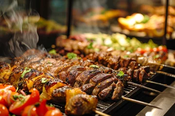 Foto op Canvas Indulge In Delectable Variety Of Grilled Meats At Indoor Restaurant Buffet © Anastasiia