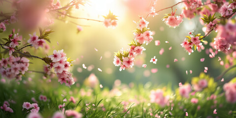 Flower spring with defocused background