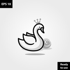 Swan birthday party decoration logo company vector template design ready to use easy for edit