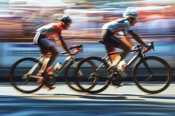 Speeding Cyclists Compete In Thrilling Race, Showcasing Their Athletic Prowess