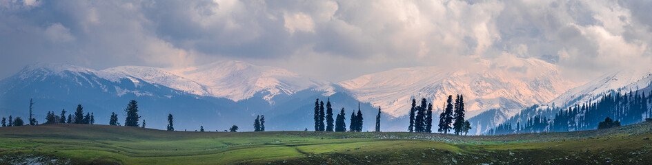 Serene Landscape of majestic Pir Panjal mountain range of Himalayas in kashmir valley from...