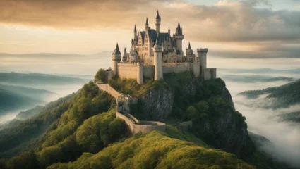 Raamstickers Enchanting fairy tale landscapes with a castle. © xKas