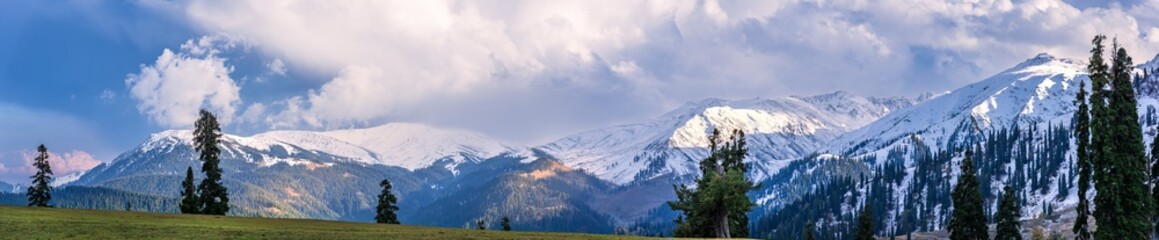 Serene Landscape of majestic Pir Panjal mountain range of Himalayas in kashmir valley from...