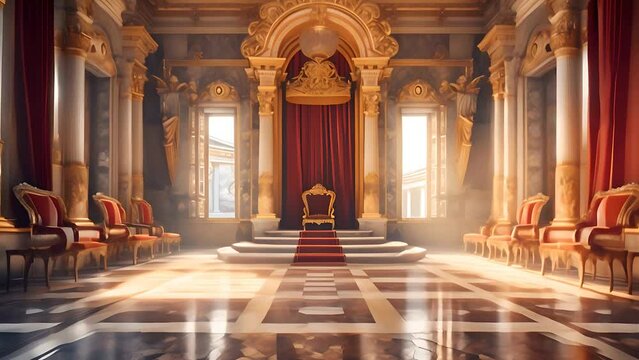 Walking into the throne hall in a majestic palace