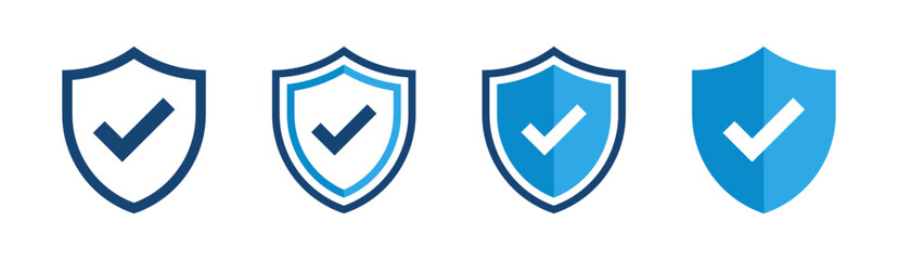 Shield with check mark icon set