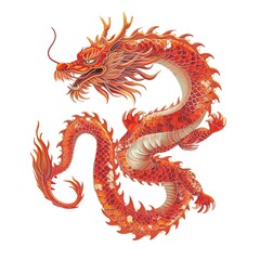 Obraz premium Red Chinese Dragon Illustration
