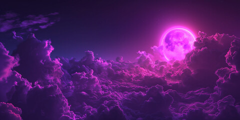 Fototapeta na wymiar Violet sky background with light glow