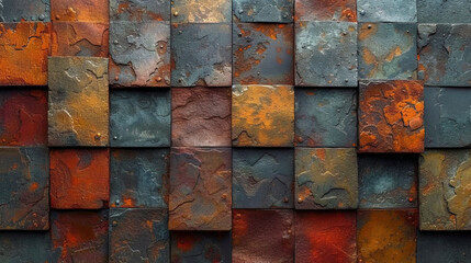 Mixed metal texture with a weaving of various metals and rust, creating many shad