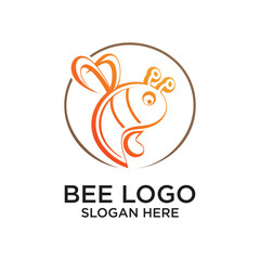 Bee logo design simple concept Premium Vector