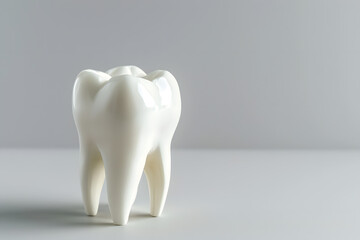 Healthy Molar tooth isolated on light grey background. Tooth cleaning and personal care