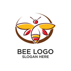 Bee logo design simple concept Premium Vector