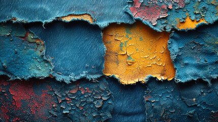 Skin with vintage denim a combination of skin and denim, creating the effect of an old abrasive den - obrazy, fototapety, plakaty