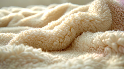 Soft sheep wool natural texture with short fibers, creating a feeling of warmth and com