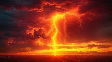 The artistic texture of lightning complex and graphic patterns created by lightning, give heaven an artistic fo