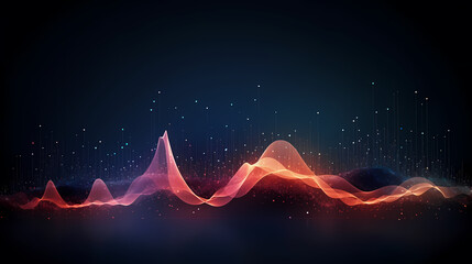 Futuristic technology background of digital glowing waves and network system