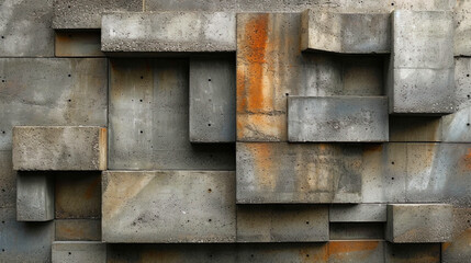 The texture of concrete with applied lines and relief, creating geometric patt