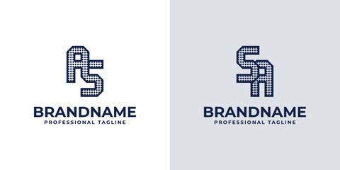 Letters AS and SA Dot Monogram Logo, Suitable for business with AS or SA initials