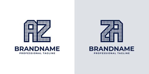Letters AZ and ZA Dot Monogram Logo, Suitable for business with AZ or ZA initials - obrazy, fototapety, plakaty