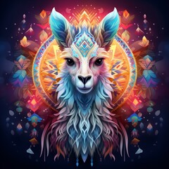 LLama Lama Camel  Abstract Colorful Animal God Bright Artistic Fantasy Mystique Digital Generated Illustration