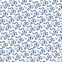 Watercolor seamless pattern with a set of accessories for embroidery and sewing