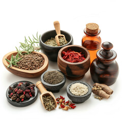 Fototapeta premium Traditional medicine on white background