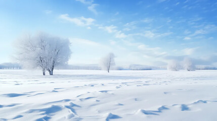 winter landscape with trees and snow. Generative AI