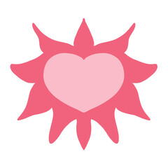 Pink Heart Flower Sun