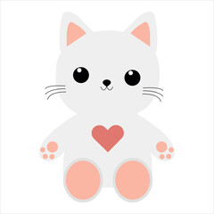 Cute kitten hand drawing isolated vector illustration
