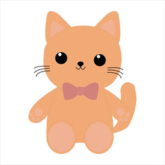 Cute kitten hand drawing isolated vector illustration