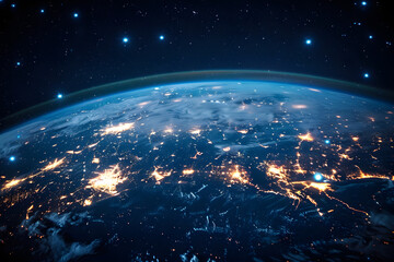 Earth photo at night, City Lights - obrazy, fototapety, plakaty
