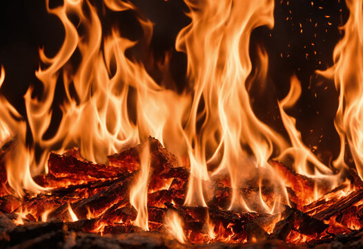 des flammes de feu orange - generative AI
