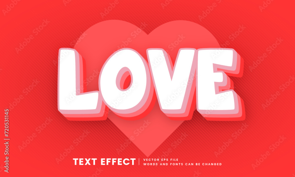 Poster 3d love text effect. editable fancy font style perfect for title ,heading and design element