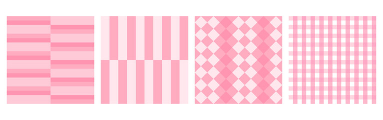 Seamless pattern squares Plaid, tablecloths. Flat tartan checker print pink and white