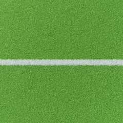 Chalk line on a groomed grass field. Base image for composites for soccer or football sports images. High angle view. © Andreas Prott