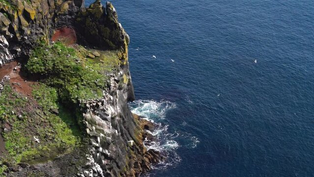 Iceland nature landscape on Arnarstapi Snaefellsnes. Arnarstapi harbour, Iceland.