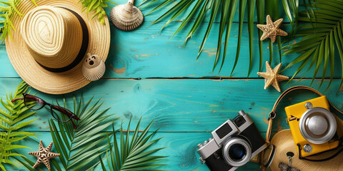Travel concept on a wooden background