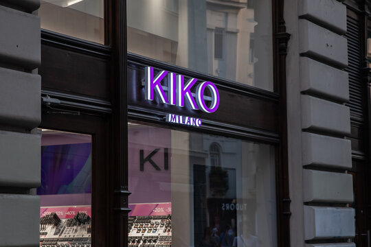 Picture of a sign with the logo of Kiko Milano on their main store for Belgrade, Serbia.