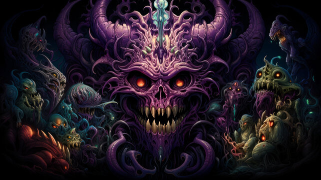 Monstrous delirious delusional psychedelic vision