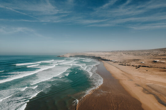 Drone Footage Of Ocean Waves , Tamri Morocco