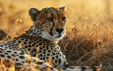 Naklejka premium Easygoing cheetah in the savannah